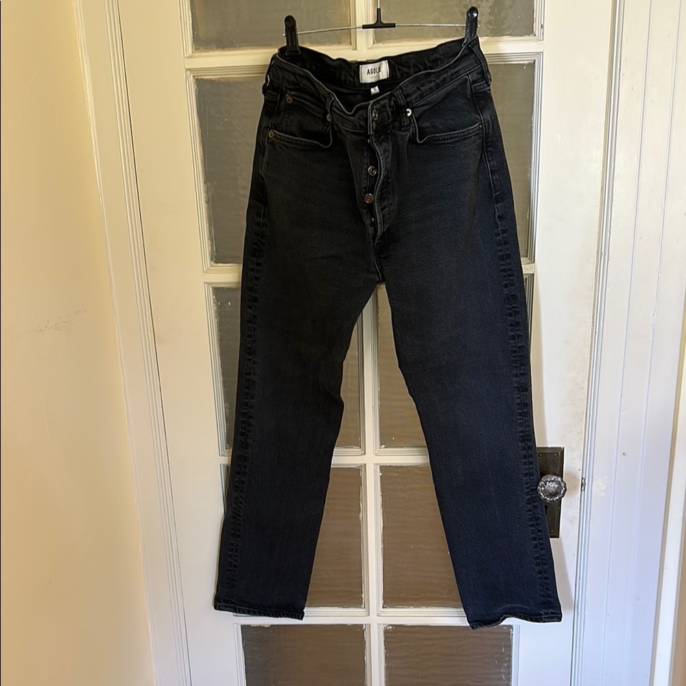 Agolde Women's Dark Denim Riley Long Straight Leg Jeans Sz 29